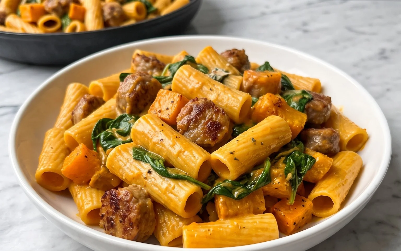 Creamy Roasted Butternut Squash Pasta – Sausage & Spinach