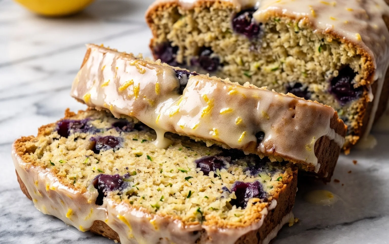 Lemon Blueberry Zucchini Bread with Glaze