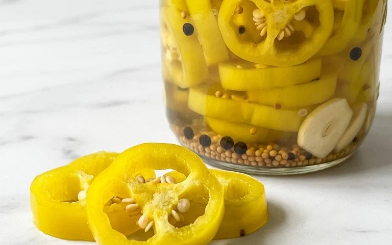 Quick Pickled Banana Peppers- Easy Tangy Recipe