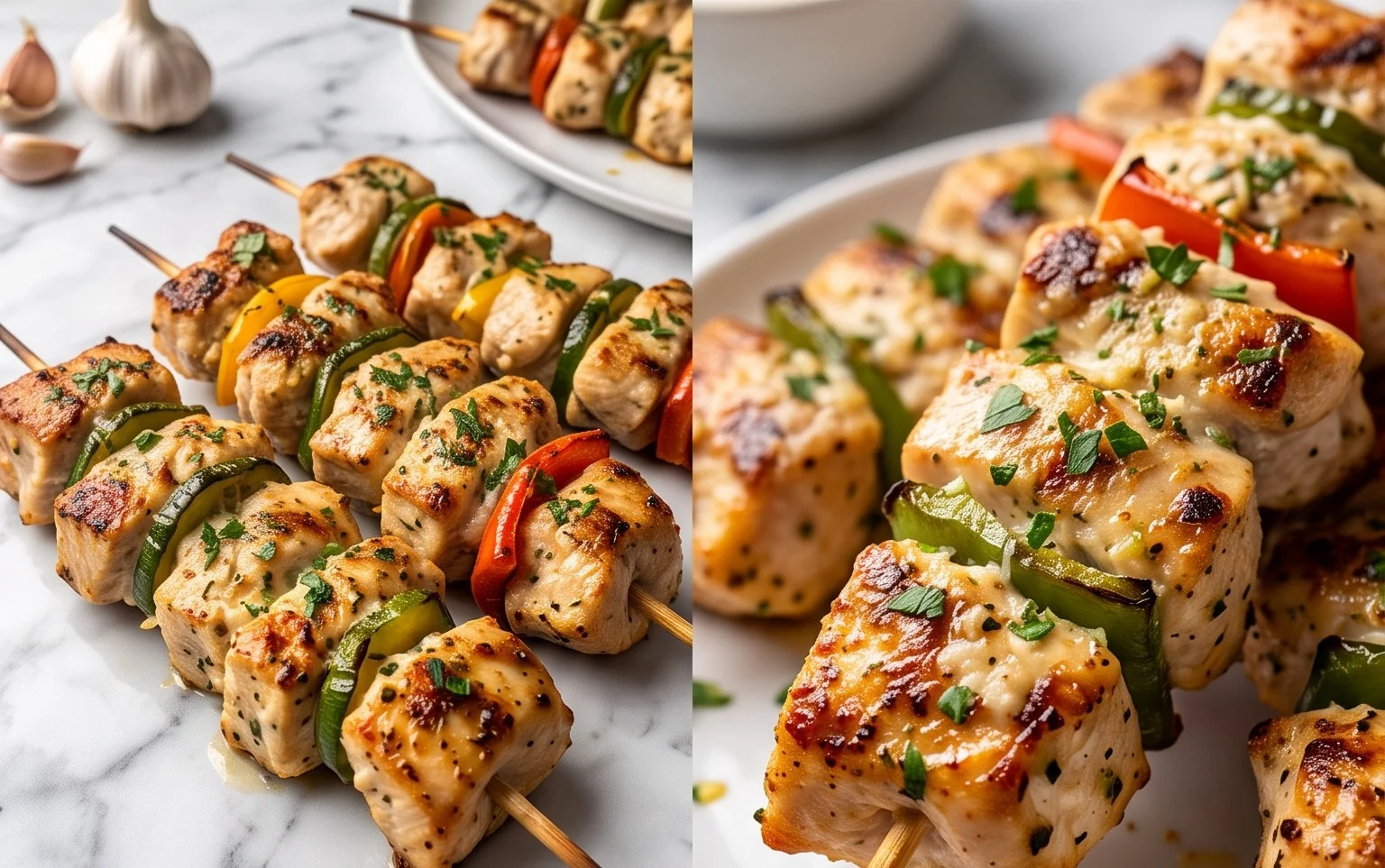 Garlic Parmesan Chicken Skewers- Juicy Grilled