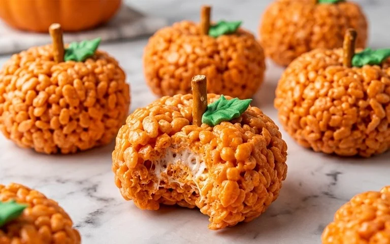Easy No-Bake Rice Krispie Pumpkins For Fall